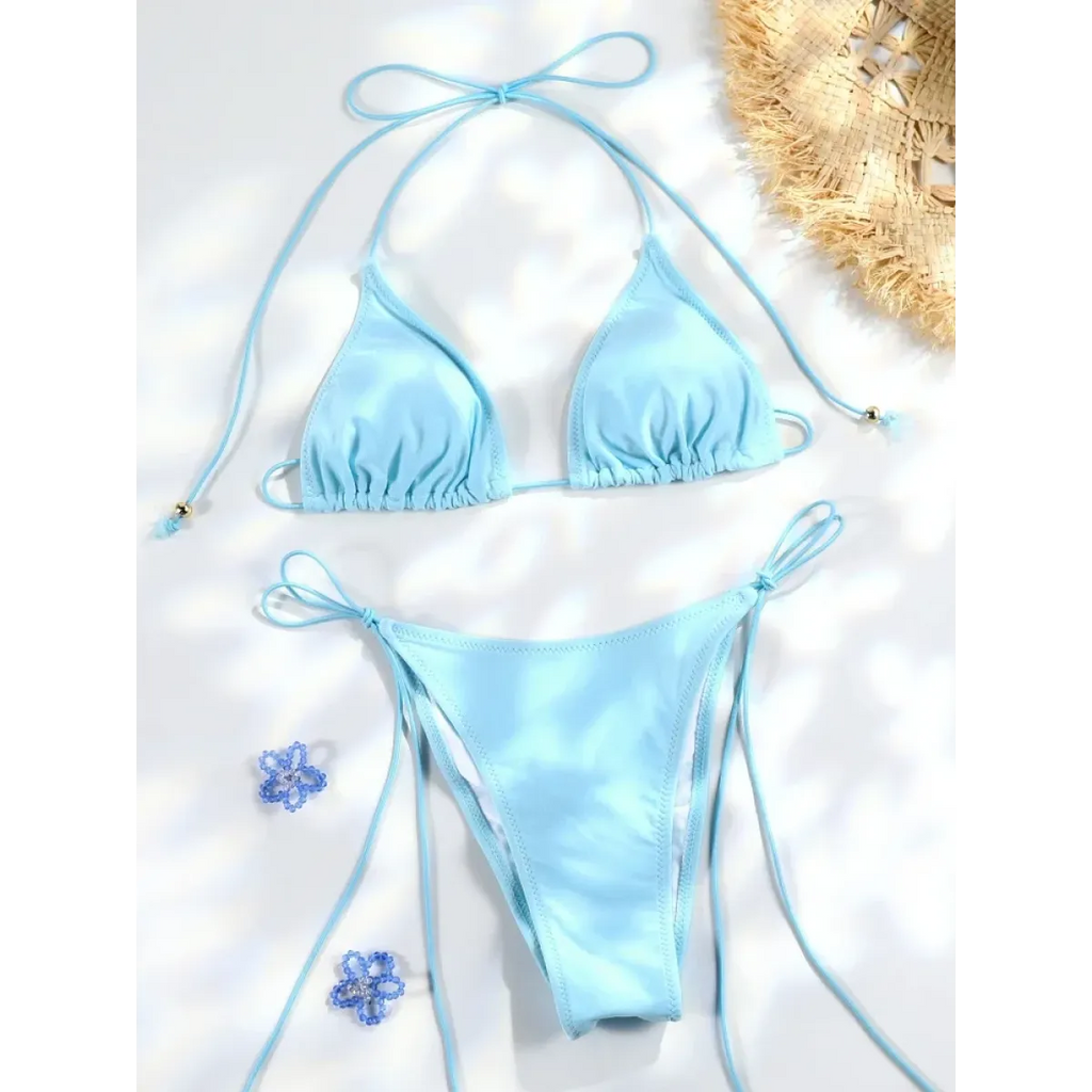 Printed Triangle Micro Thong Bikini Set - Swimsuits - Swimsuit / Bikini / One-Piece Swimwear - 3
