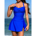 Solid Halter Cross Back Bikini Set - Swimsuits - Swimsuit / Bikini / One-Piece Swimwear - 6