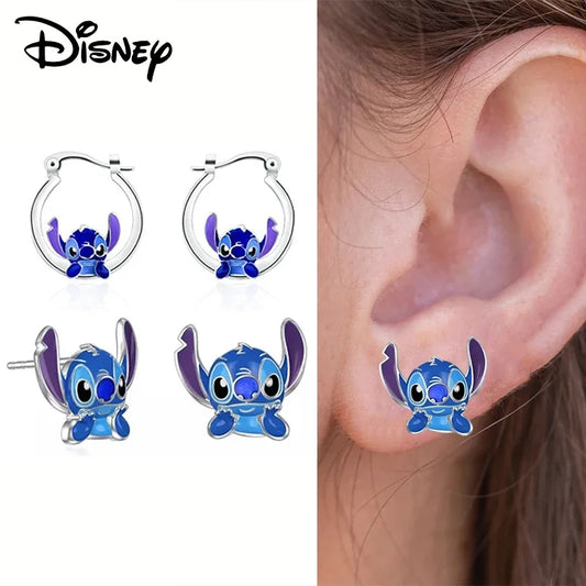 Lilo & Stitch Ear Pendants: Kawaii Metal Earrings