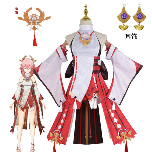 Yae Miko Cosplay Costume - Genshin Impact - Kawaii Stop - Convention, Cosplay, Costume, Dresses, Fujian, Game, Genshin Impact, Mainland China, Polyester, Sets, Unisex, Yae Miko