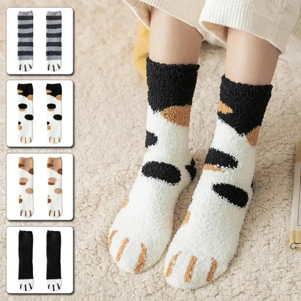 Cat Paw Cartoon Knit Middle Tube Socks - Harajuku Style - Accessories - 1