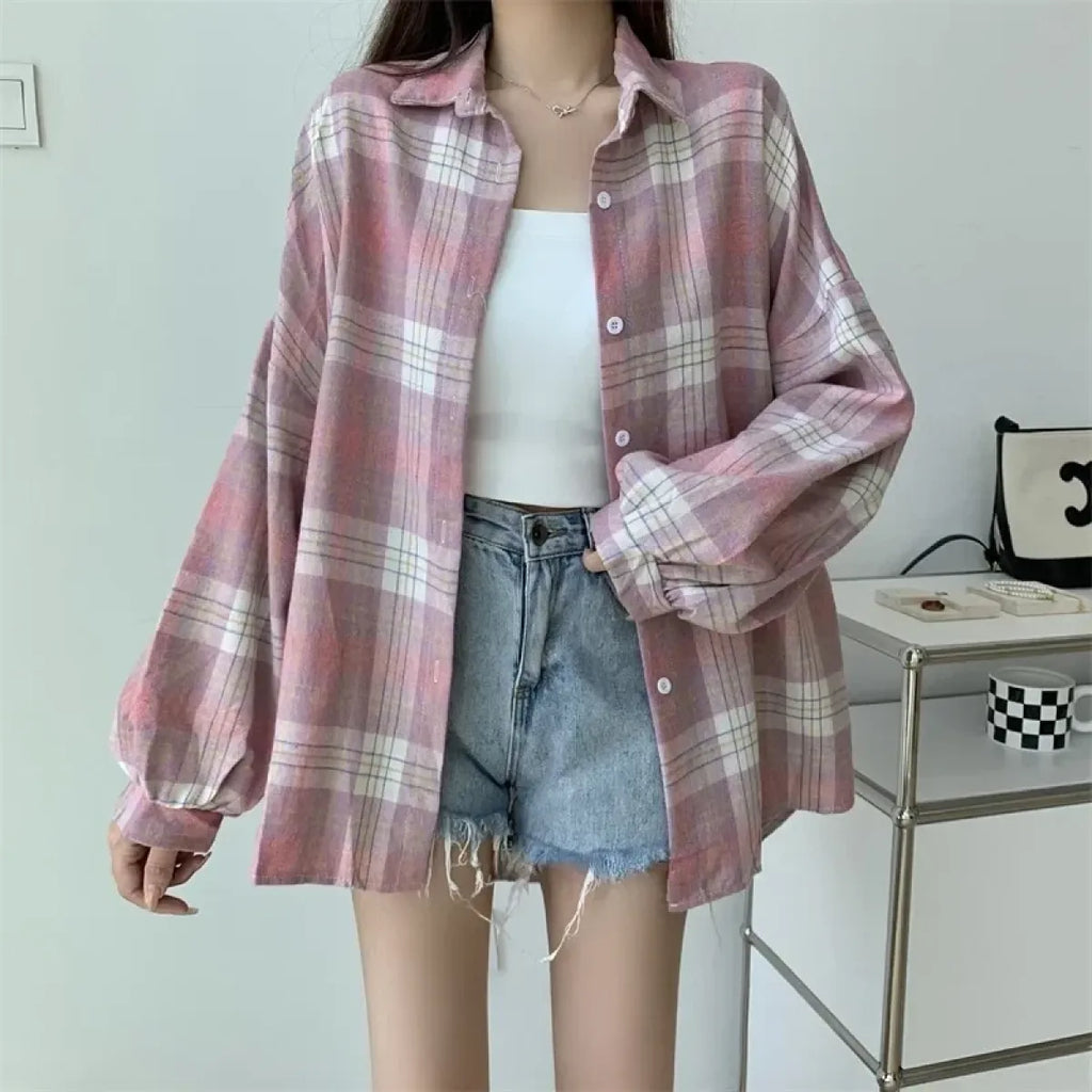 Vintage Preppy Plaid Button-Up Shirt - T-Shirts - Button-Up Shirt - 17