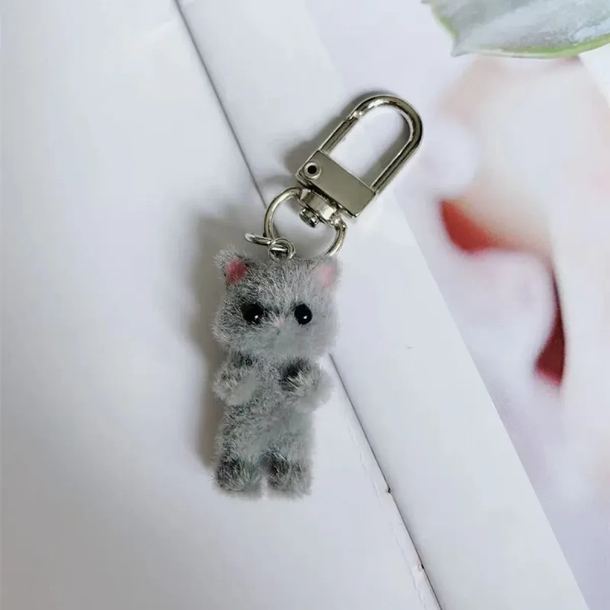 Cute Flocking Cat Keychain Charm - Harajuku Style - Accessory - 8