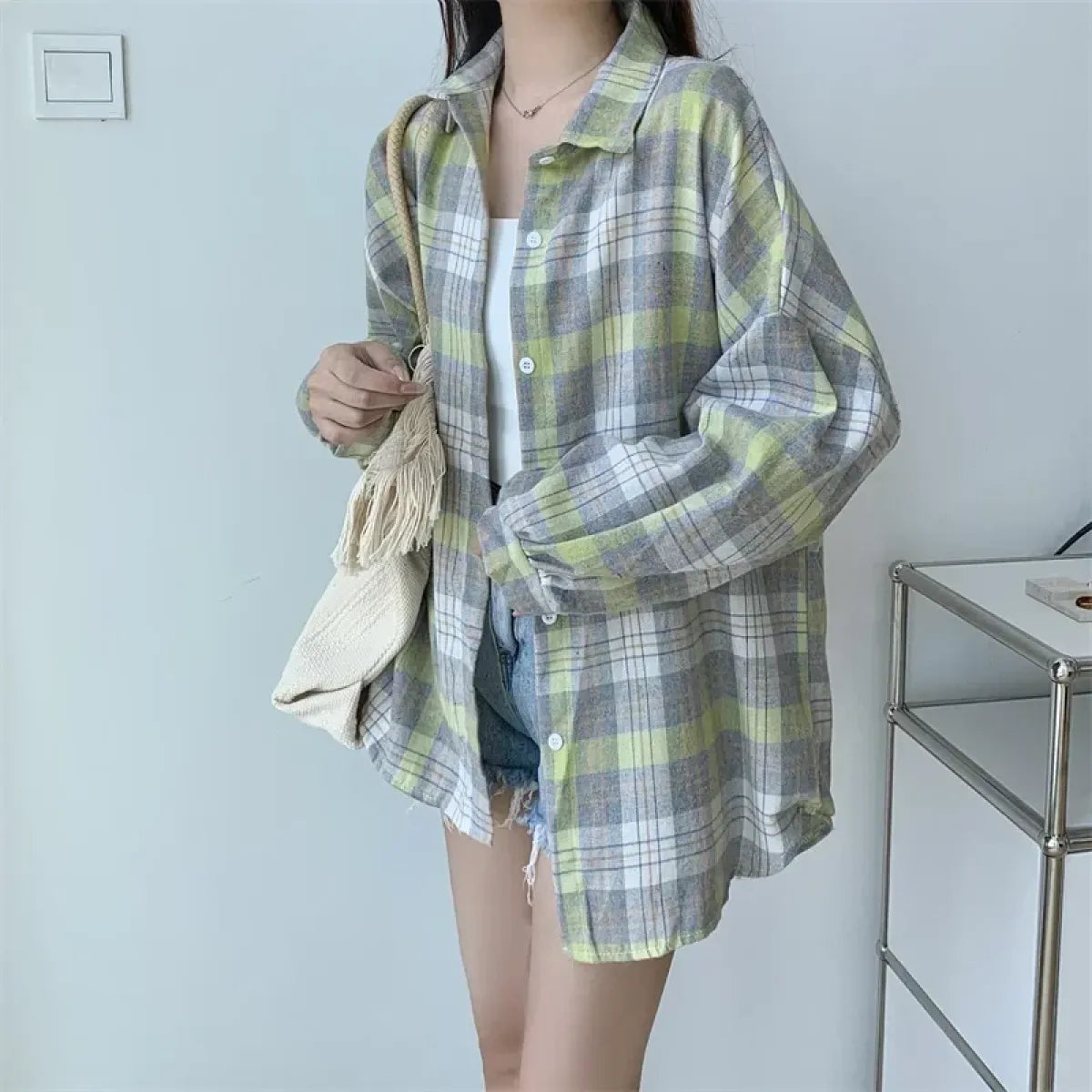 Vintage Preppy Plaid Button-Up Shirt - T-Shirts - Button-Up Shirt - 21