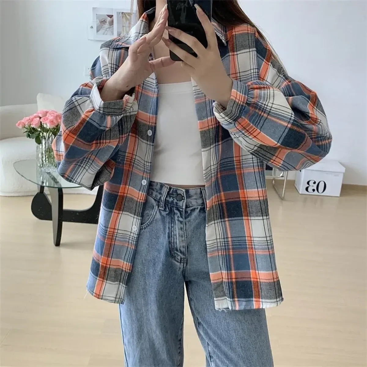 Vintage Preppy Plaid Button-Up Shirt - T-Shirts - Button-Up Shirt - 41