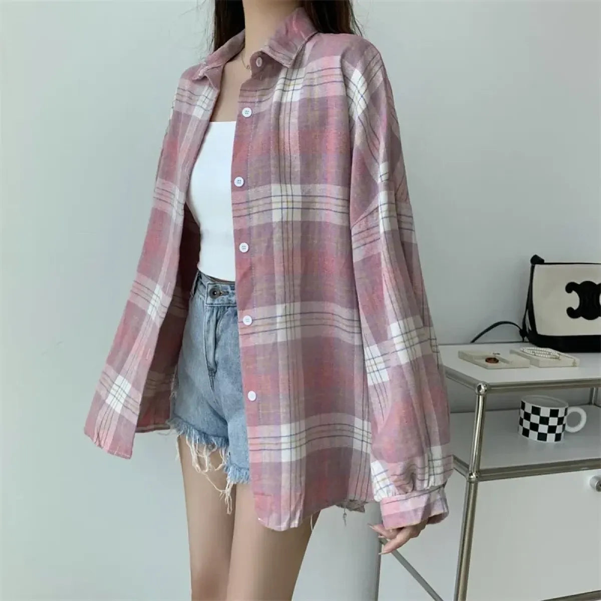 Vintage Preppy Plaid Button-Up Shirt - T-Shirts - Button-Up Shirt - 16