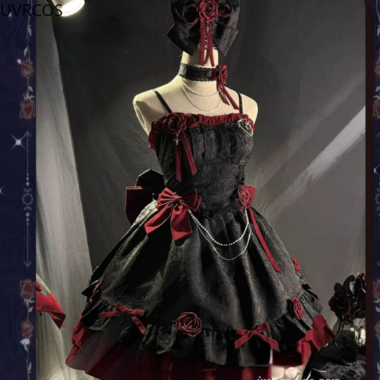 Dark Victorian Gothic Lolita Rose Dress - Kawaii Stop - Kawaii Shop