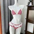Sweet Korean Vintage Y2K Ruffle Halter Bikini - Women’s - Swimsuit / Bikini / One-Piece Swimwear - 7