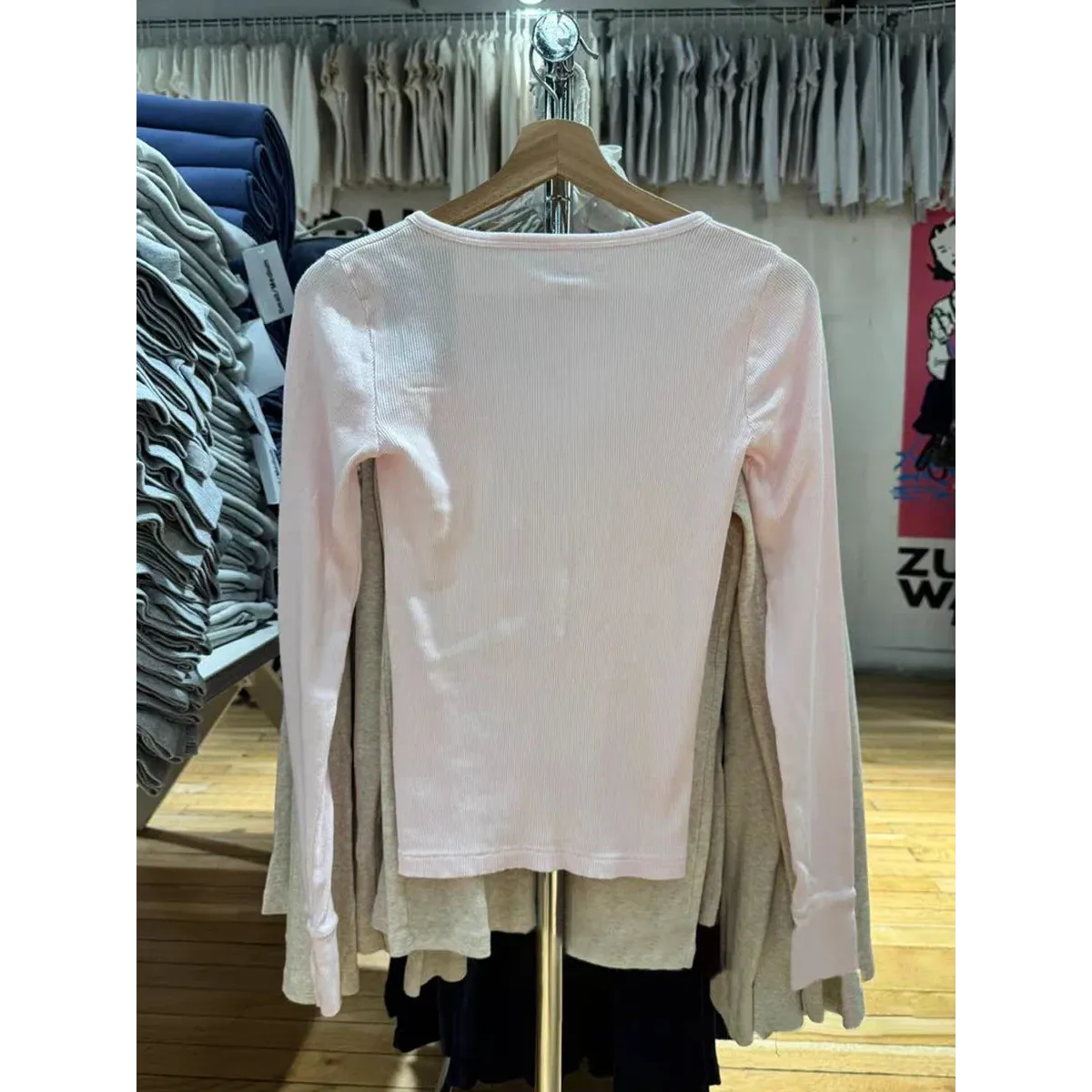 Six Button Ribbed Long Sleeve Slim Tee - T-Shirts - T-Shirt - 4