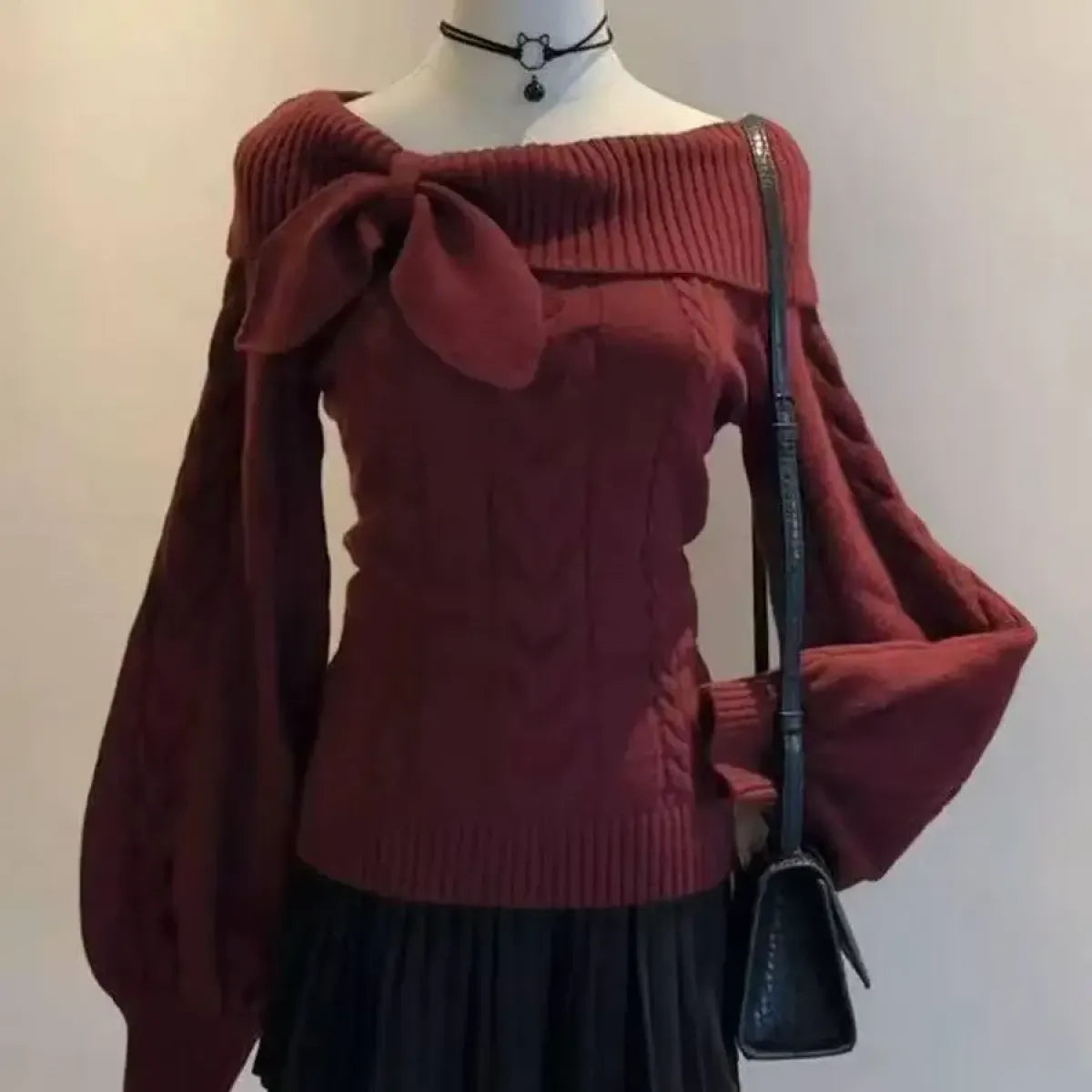 Preppy Bow Knit Sweater Y2K Gyaru Style - Dresses - Sweater / Pullover - 8