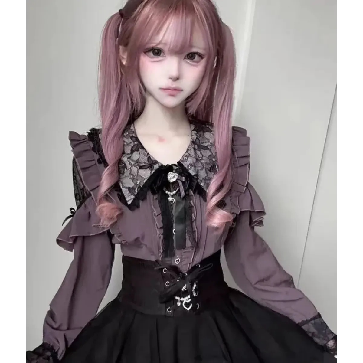Lolita Lace Patchwork Bow Blouse - Dresses - Blouse - 6