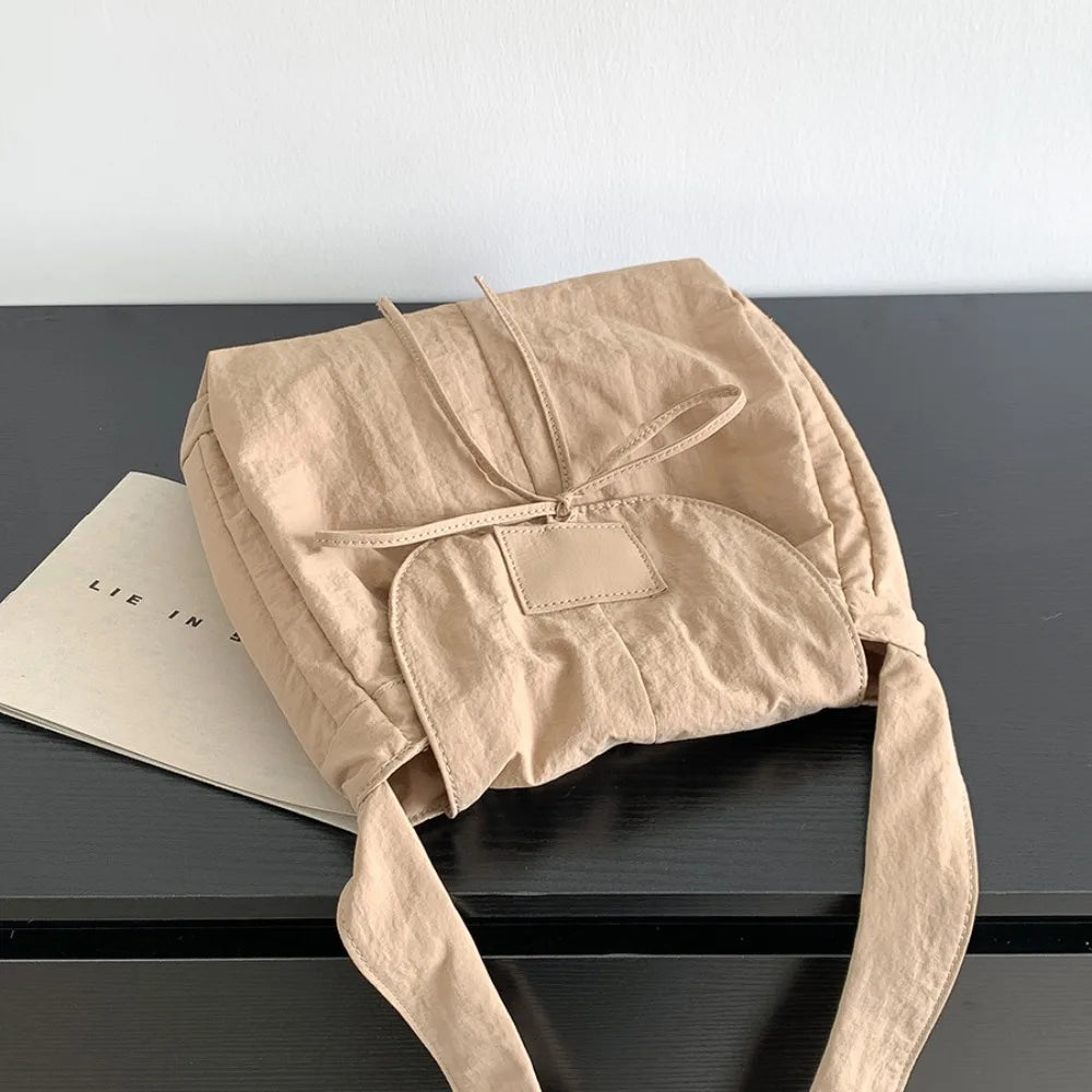 Korean Bow Nylon Flap Crossbody Bag