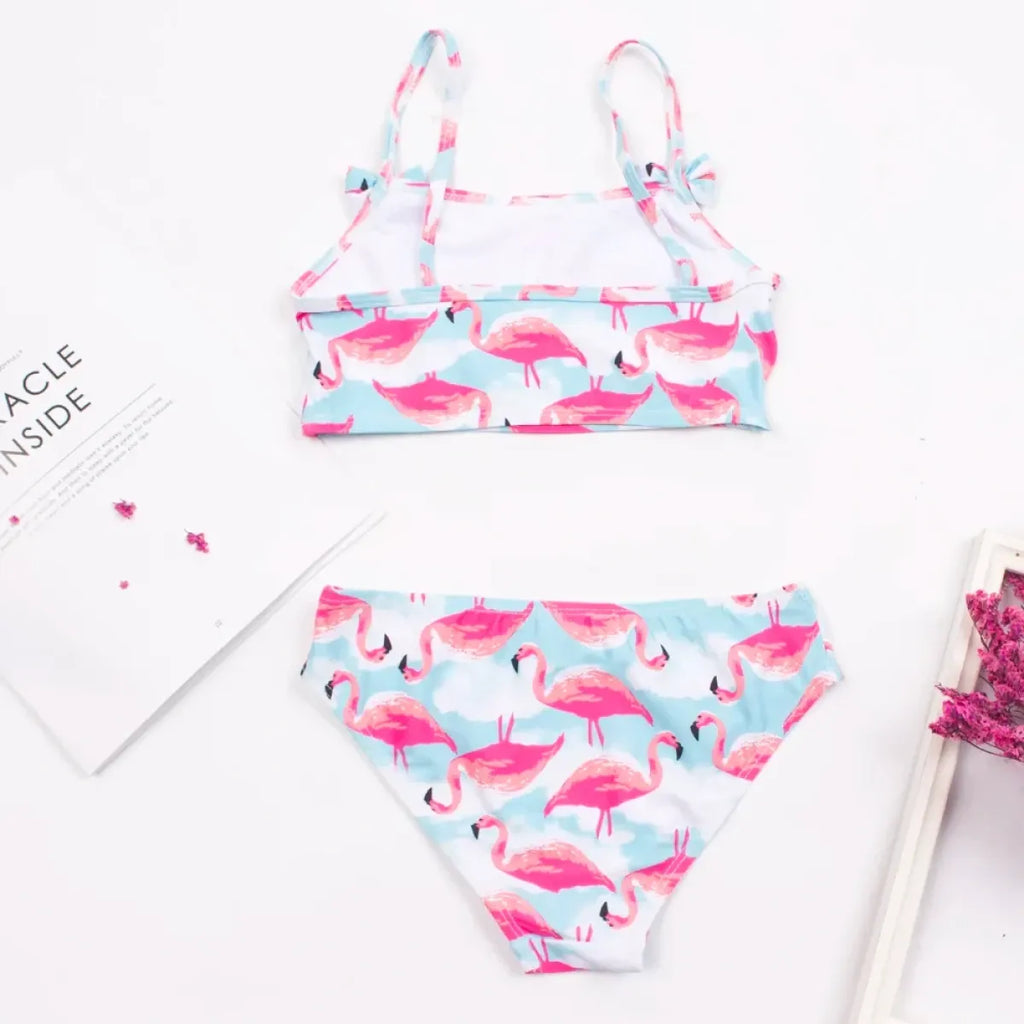 Girls Print Bow Bandeau Bikini Set - Bras - Swimsuit / Bikini / One-Piece Swimwear - 4