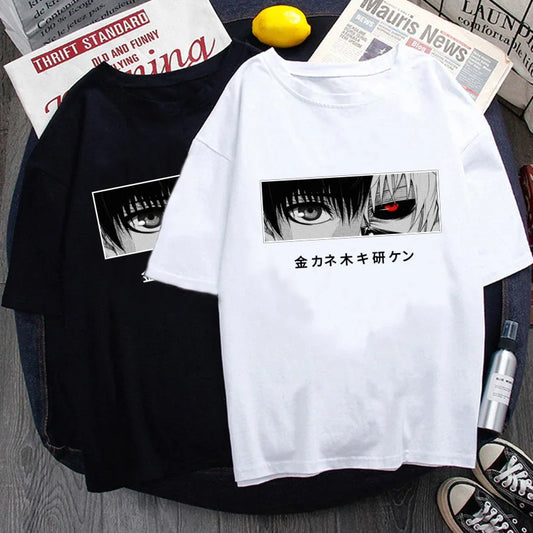 Berserker Gaze Graphic Tee – Edgy Monochrome Anime-Inspired Shirt