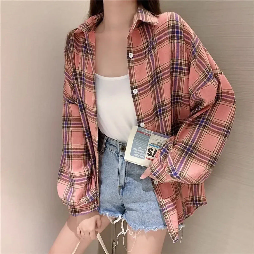 Vintage Preppy Plaid Button-Up Shirt - T-Shirts - Button-Up Shirt - 45