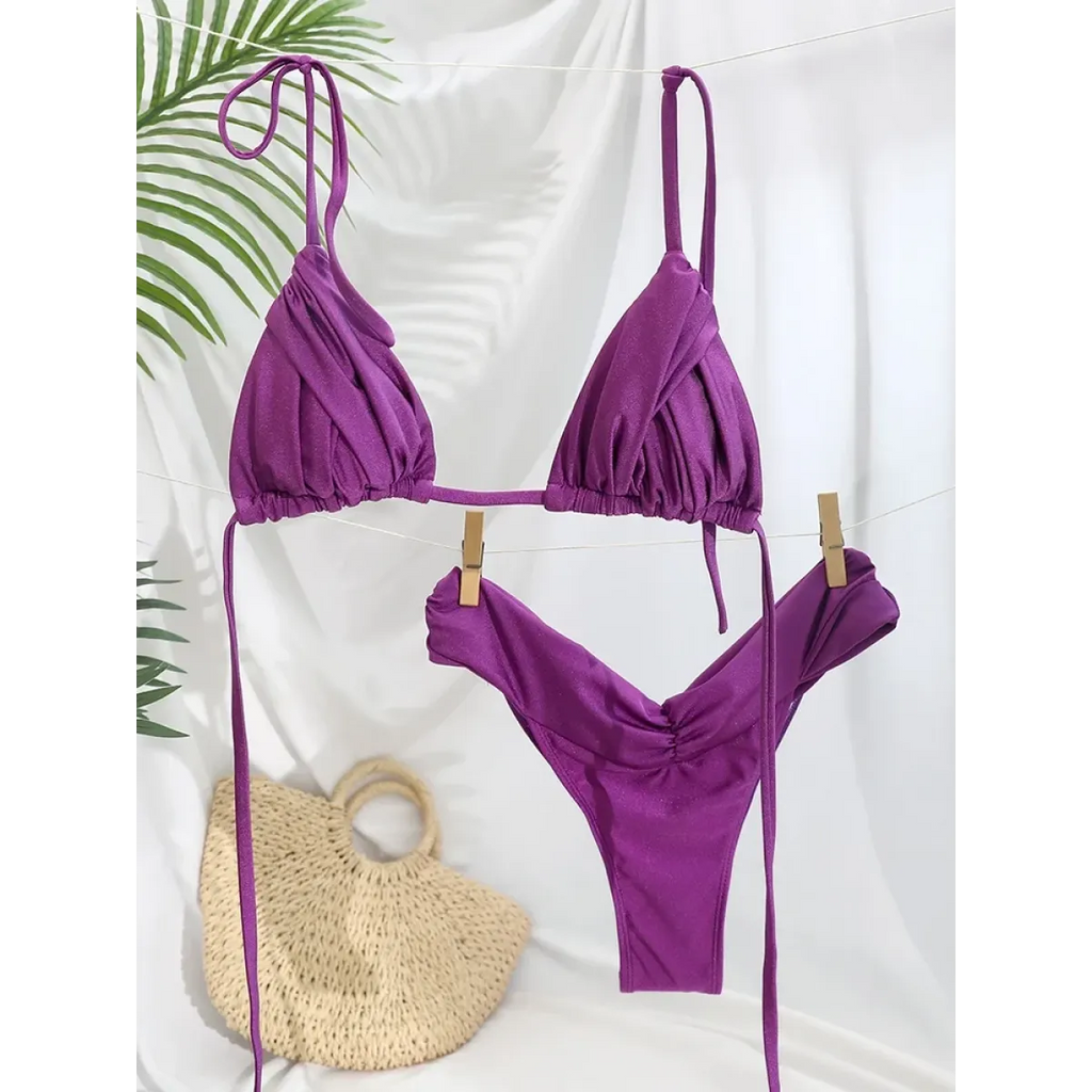 Frill Trim Triangle Bikini Set - Swimsuits - Swimsuit / Bikini / One-Piece Swimwear - 12