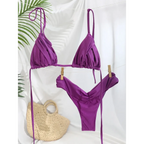 Frill Trim Triangle Bikini Set - Swimsuits - Swimsuit / Bikini / One-Piece Swimwear - 12