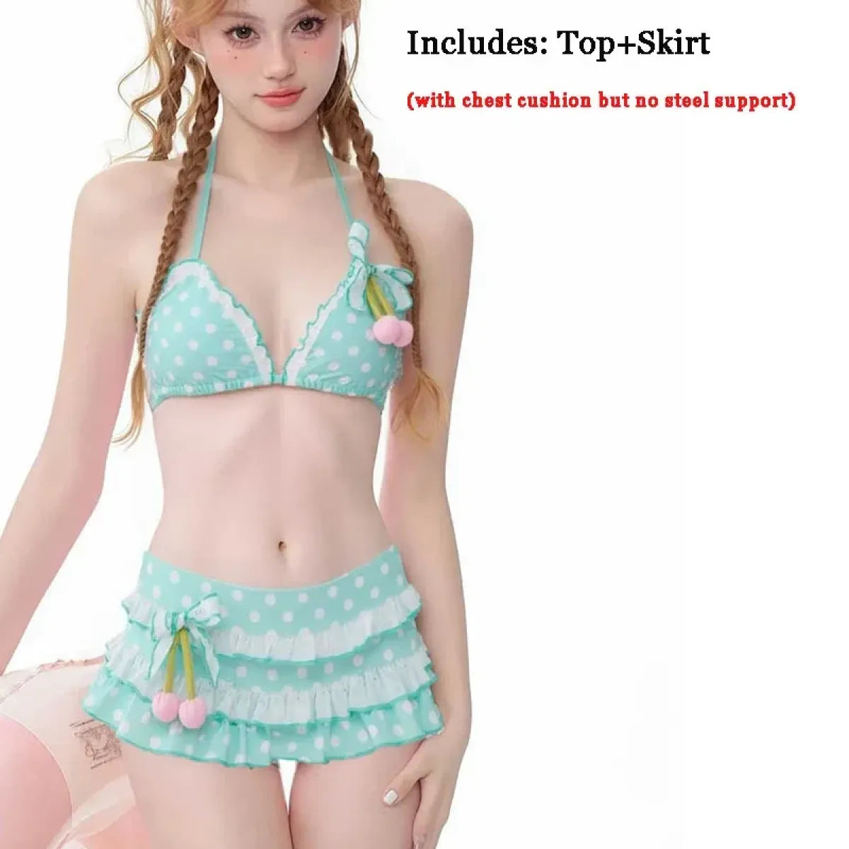Y2K Kawaii Ruffle Bikini Skirt Set - Bottoms - Swimsuit / Bikini / One-Piece Swimwear - 8