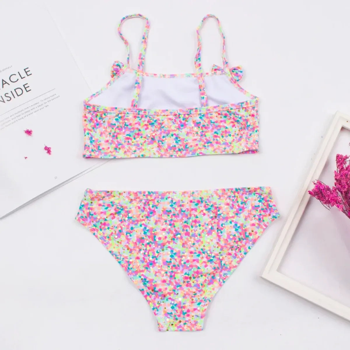 Girls Print Bow Bandeau Bikini Set - Bras - Swimsuit / Bikini / One-Piece Swimwear - 2