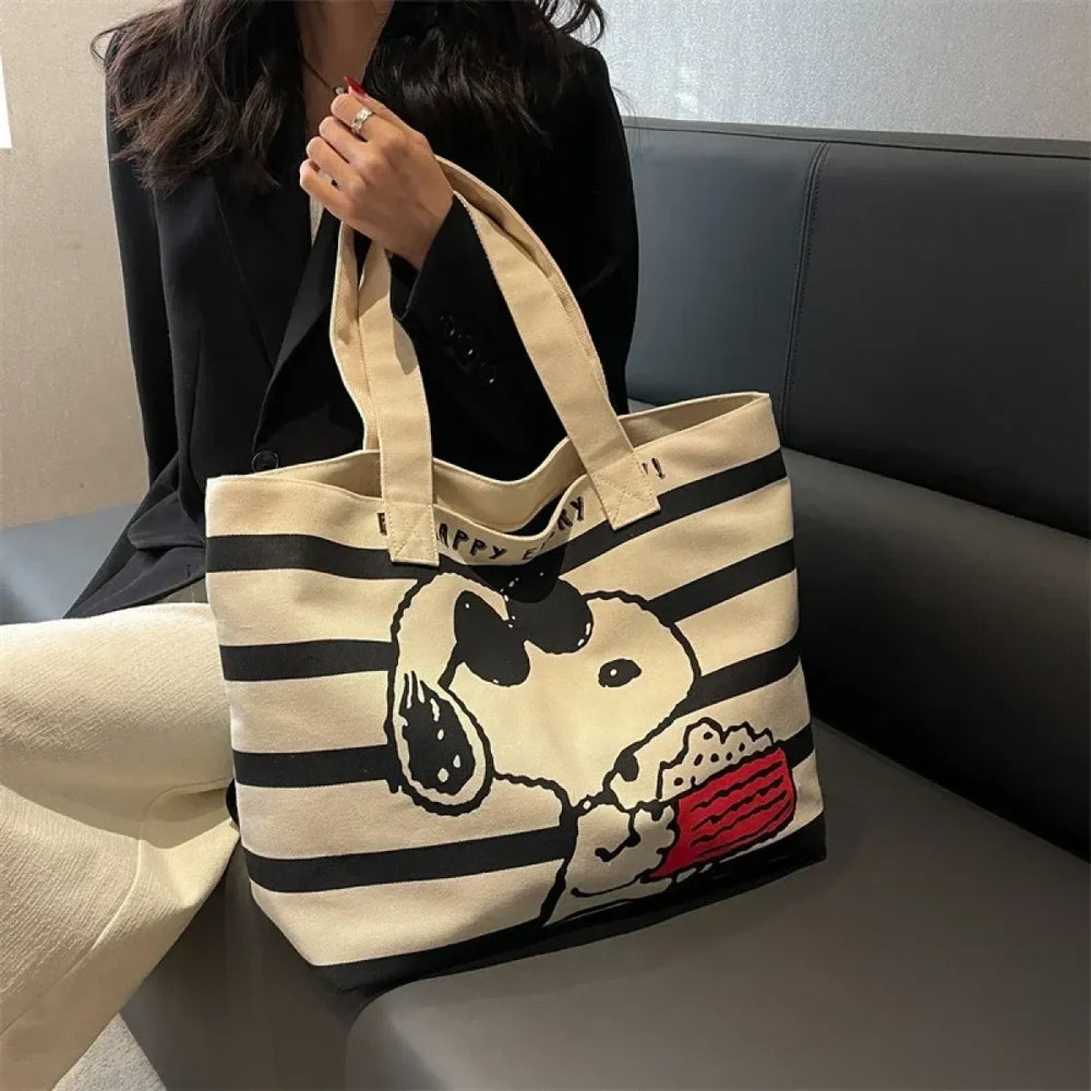 Snoopy Canvas Large Capacity Tote Bag - Women Bags & Wallets - Tote Bag - 1
