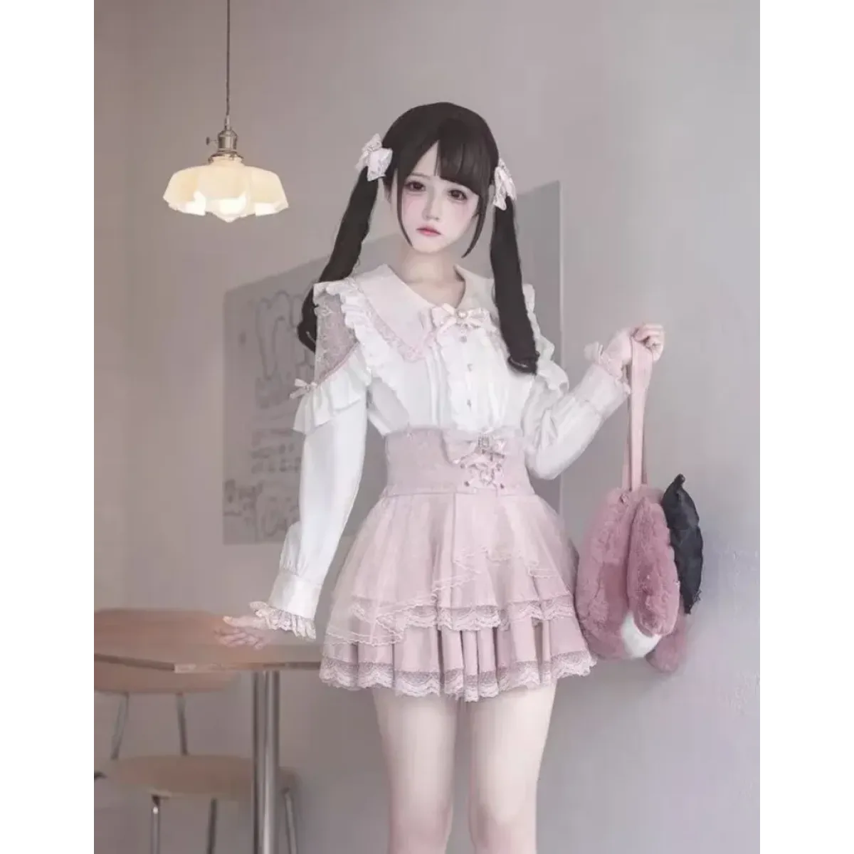 Lolita Lace Patchwork Bow Blouse - Dresses - Blouse - 2