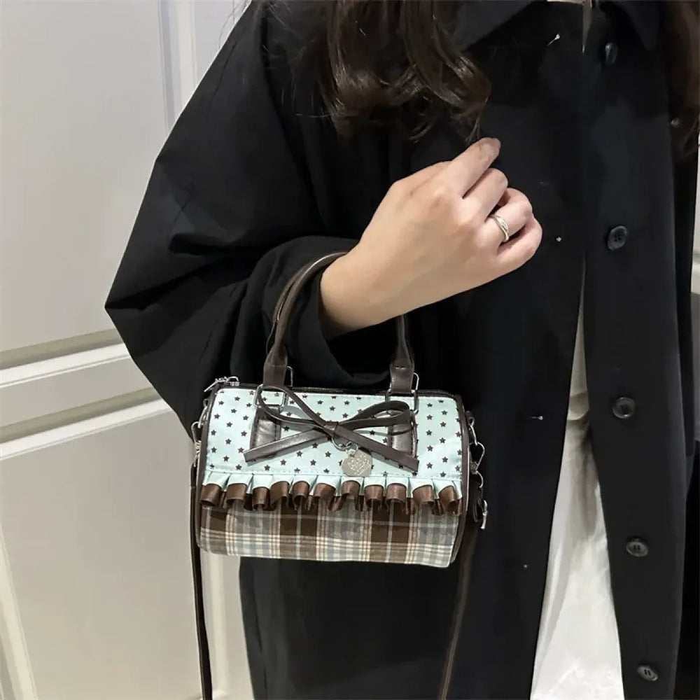 Y2K Bow Polka Dot Lace Bucket Shoulder Bag - Women Bags & Wallets - Crossbody Bag - 1