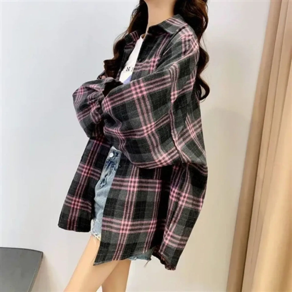 Vintage Preppy Plaid Button-Up Shirt - T-Shirts - Button-Up Shirt - 53