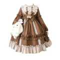 Kawaii Bear Bow Lantern Sleeve Lolita Dress - All Dresses - Lolita Dress - 1