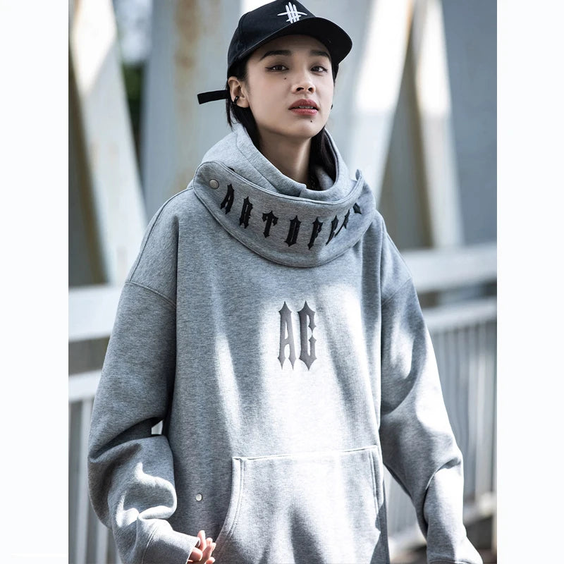 Harajuku Removable Collar Techwear Hoodie - Kawaii Stop - Autumn, Casual Style, Fashion Statement, Hooded, Men's and Women's Clothing, Men's Fashion, Men's Hoodies, Men's Techwear, Regular Fit, Removable Collar Hoodie, Seasonal Wear, Techwear, Winter