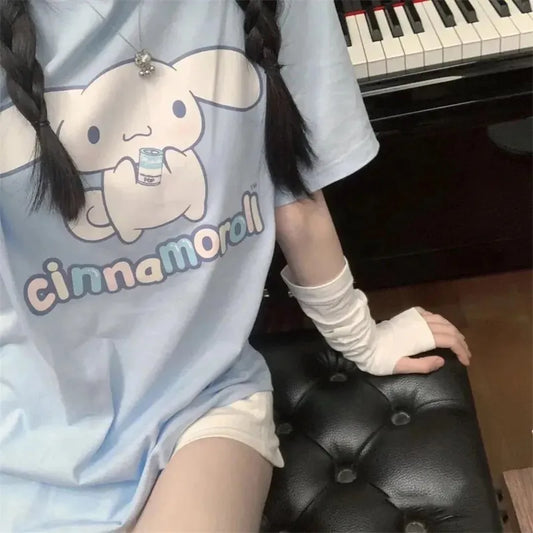 Sanrio Cinnamoroll Short Sleeve T-shirt - Oversized Cartoon Anime Streetwear - Kawaii Stop - 