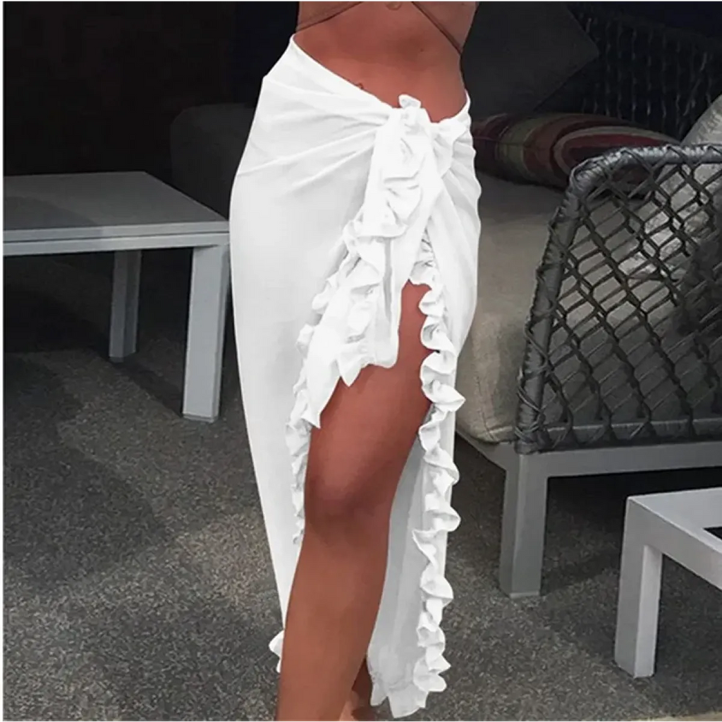 Ruffle Knit Sarong Swim Cover-Up Skirt - Bottoms - Swimsuit / Bikini / One-Piece Swimwear - 8