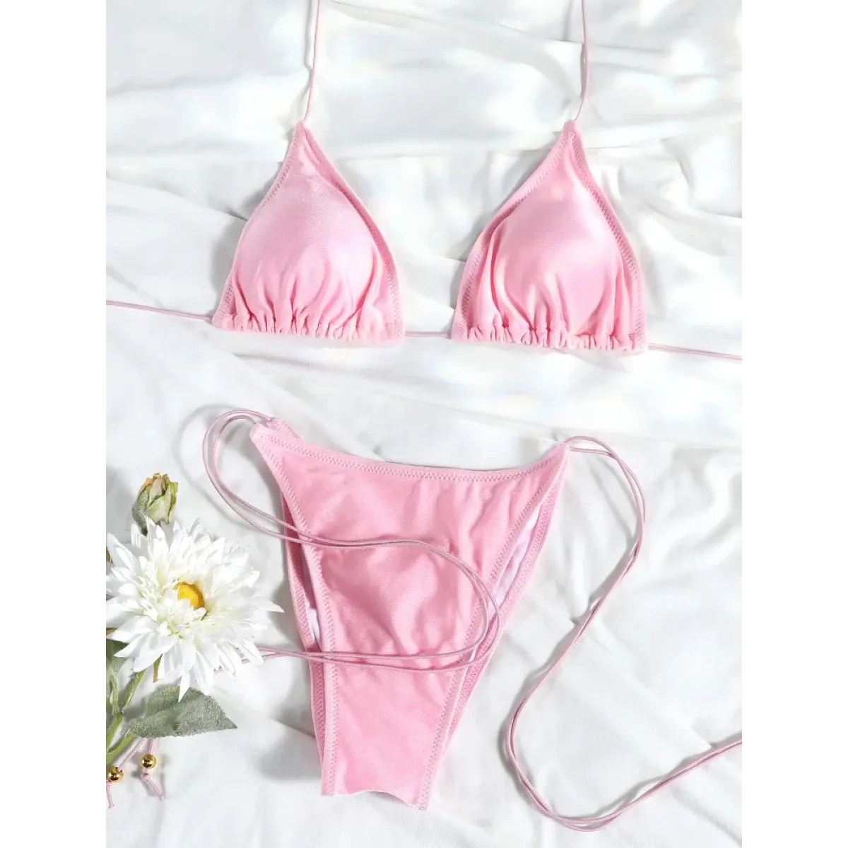 Printed Triangle Micro Thong Bikini Set - Swimsuits - Swimsuit / Bikini / One-Piece Swimwear - 4