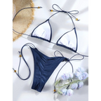 Printed Triangle Micro Thong Bikini Set - Swimsuits - Swimsuit / Bikini / One-Piece Swimwear - 2