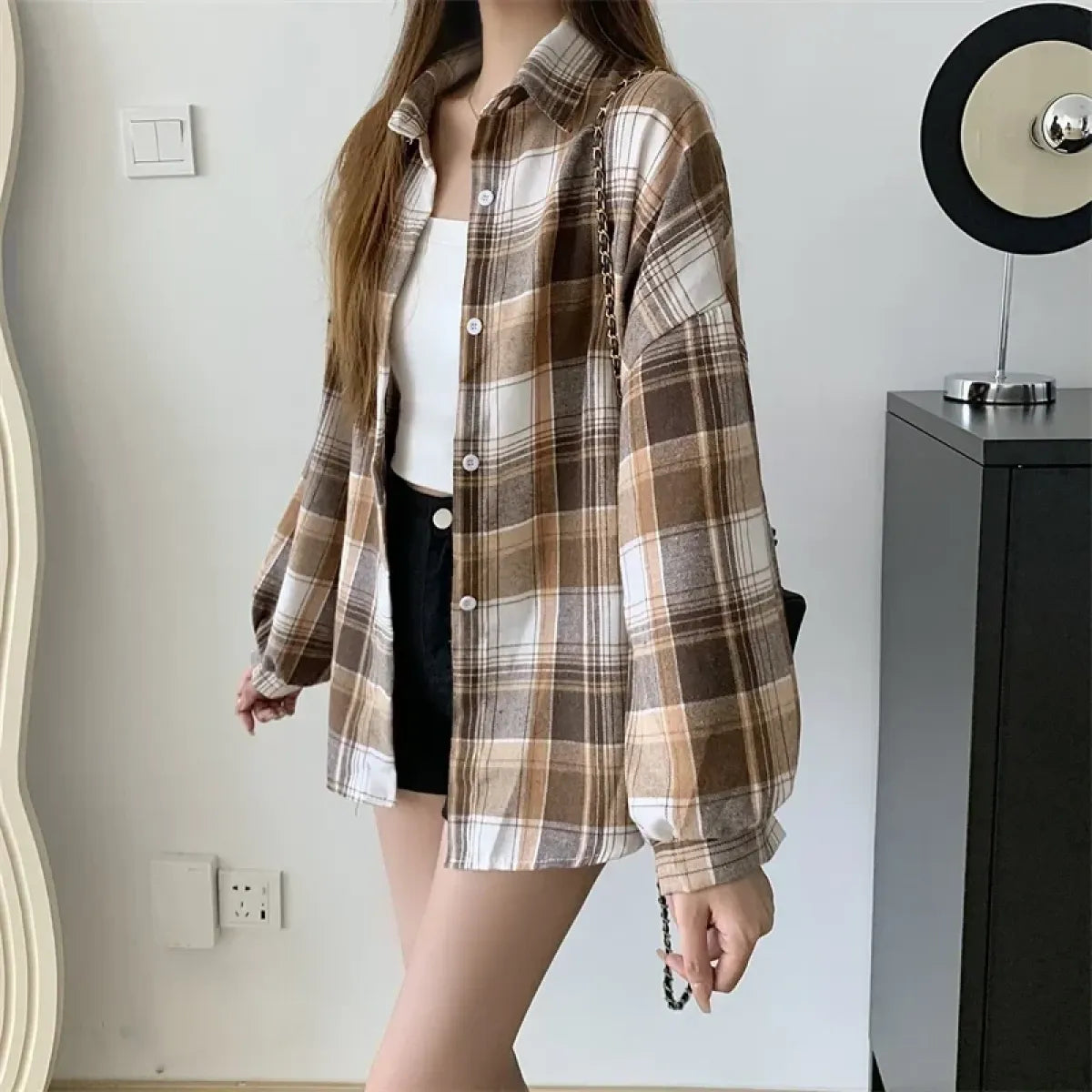 Vintage Preppy Plaid Button-Up Shirt - T-Shirts - Button-Up Shirt - 23