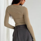 Solid Long Sleeve Slim Fit T-Shirt - T-Shirts - T-Shirt - 17