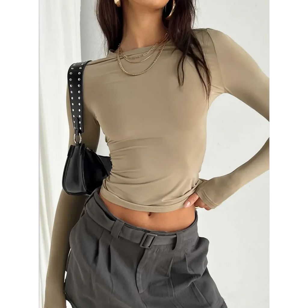 Solid Long Sleeve Slim Fit T-Shirt - T-Shirts - T-Shirt - 3