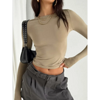 Solid Long Sleeve Slim Fit T-Shirt - T-Shirts - T-Shirt - 3