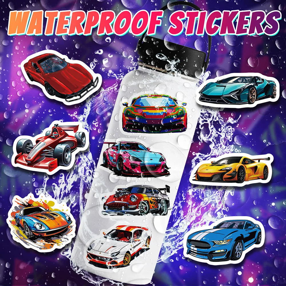 Variety Pack: Cartoon Racing Car Anime Stickers - 10/50 Pieces - Kawaii Stop - Adults, Birthday, Boys, Cartoon Anime Stickers, Christmas, Dropshipping, Gift Idea, Girls, Halloween, Kids, Laptop Decals, PVC Stickers, Racing Car Stickers, Suitcase Decor, Teens, Valentine's Day, Variety Pack, Wholesale