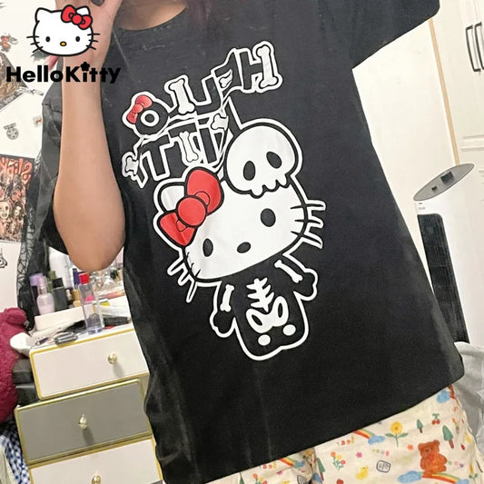 Sanrio Hello Kitty T-shirt - Hip-hop Skeleton Tee