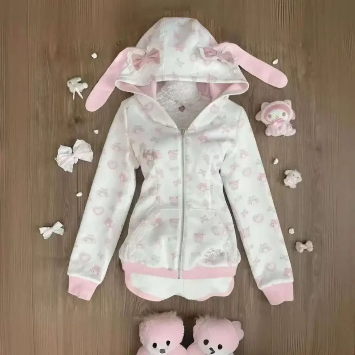 My Melody Y2K Cartoon Zip-Up Hoodie - Women’s - Hoodie - 2