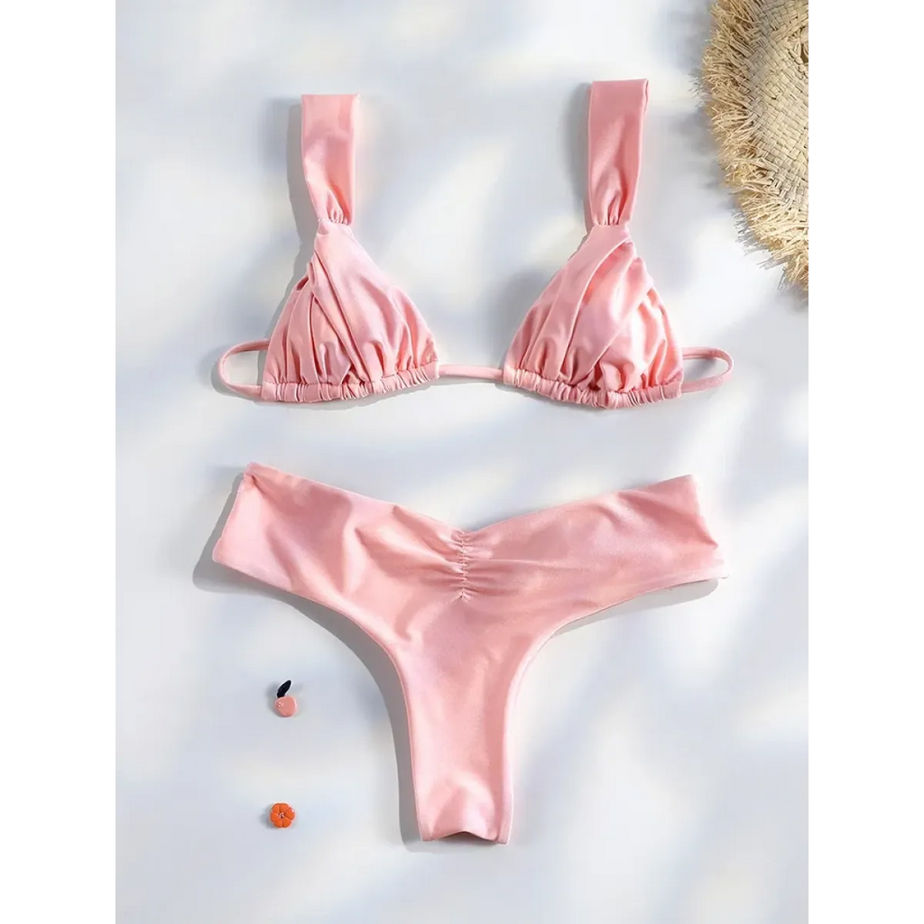 Frill Trim Triangle Bikini Set - Swimsuits - Swimsuit / Bikini / One-Piece Swimwear - 14