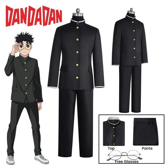 Okarun Cosplay Costume – Dandadan School Uniform with Glasses