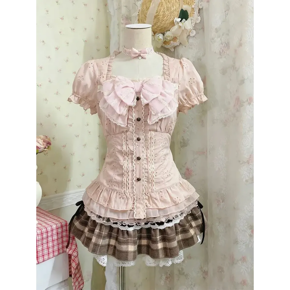 Y2K Sweet 3-Piece Lace Mini Skirt Set - Bottoms - Sets / Co-ords - 1