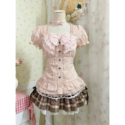 Y2K Sweet 3-Piece Lace Mini Skirt Set - Bottoms - Sets / Co-ords - 1