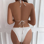 Jacquard Drawstring Two Piece Bikini Set - Swimsuits - Swimsuit / Bikini / One-Piece Swimwear - 3