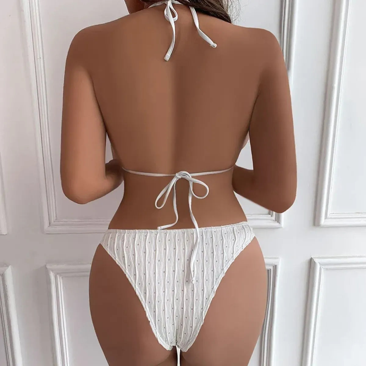 Jacquard Drawstring Two Piece Bikini Set - Swimsuits - Swimsuit / Bikini / One-Piece Swimwear - 3