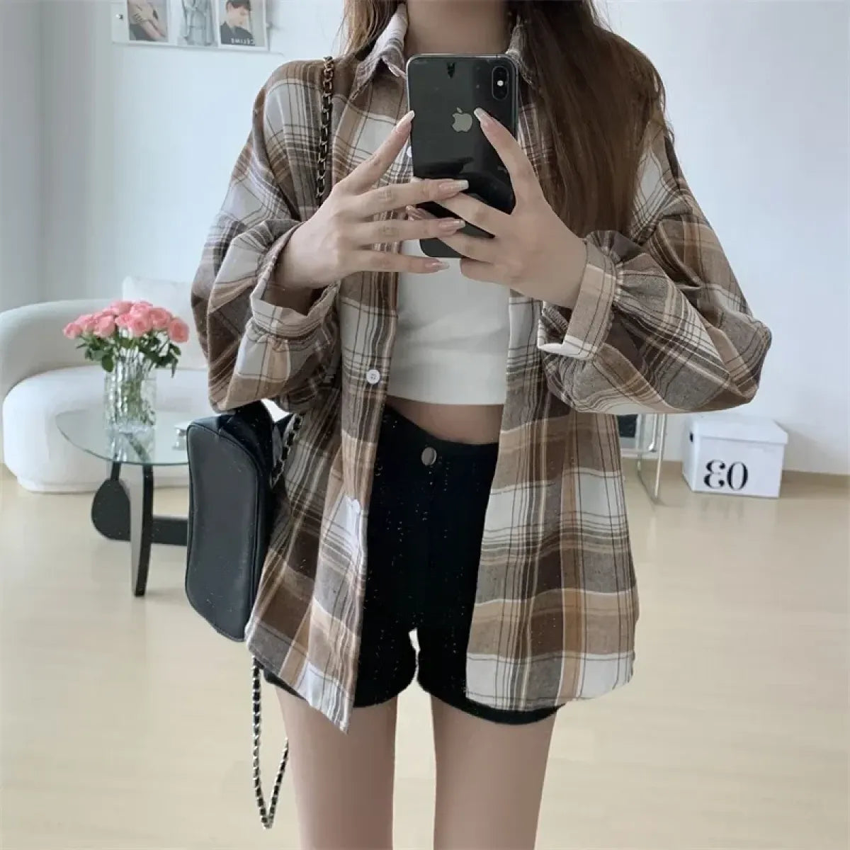 Vintage Preppy Plaid Button-Up Shirt - T-Shirts - Button-Up Shirt - 22