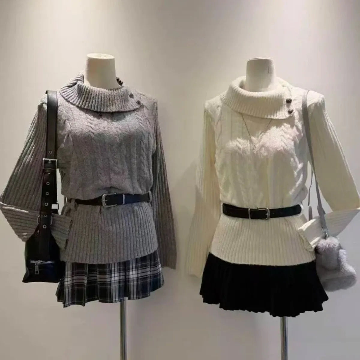 Preppy Bow Knit Sweater Y2K Gyaru Style - Dresses - Sweater / Pullover - 3