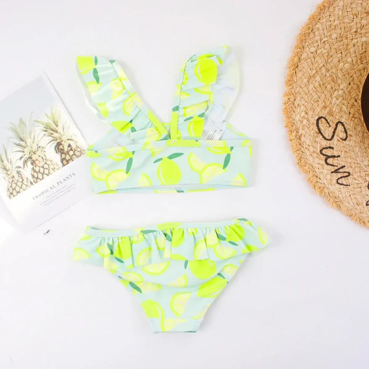 Ruffle Lemon Print Girls Bikini Swim Set - Swimsuits - Swimsuit / Bikini / One-Piece Swimwear - 3