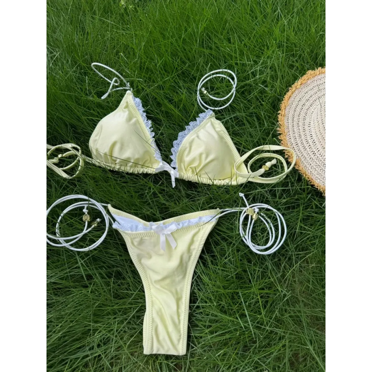 Printed Triangle Micro Thong Bikini Set - Swimsuits - Swimsuit / Bikini / One-Piece Swimwear - 5